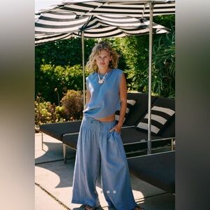 Free People Summer Drift Set in
Blue Suede -M NWT